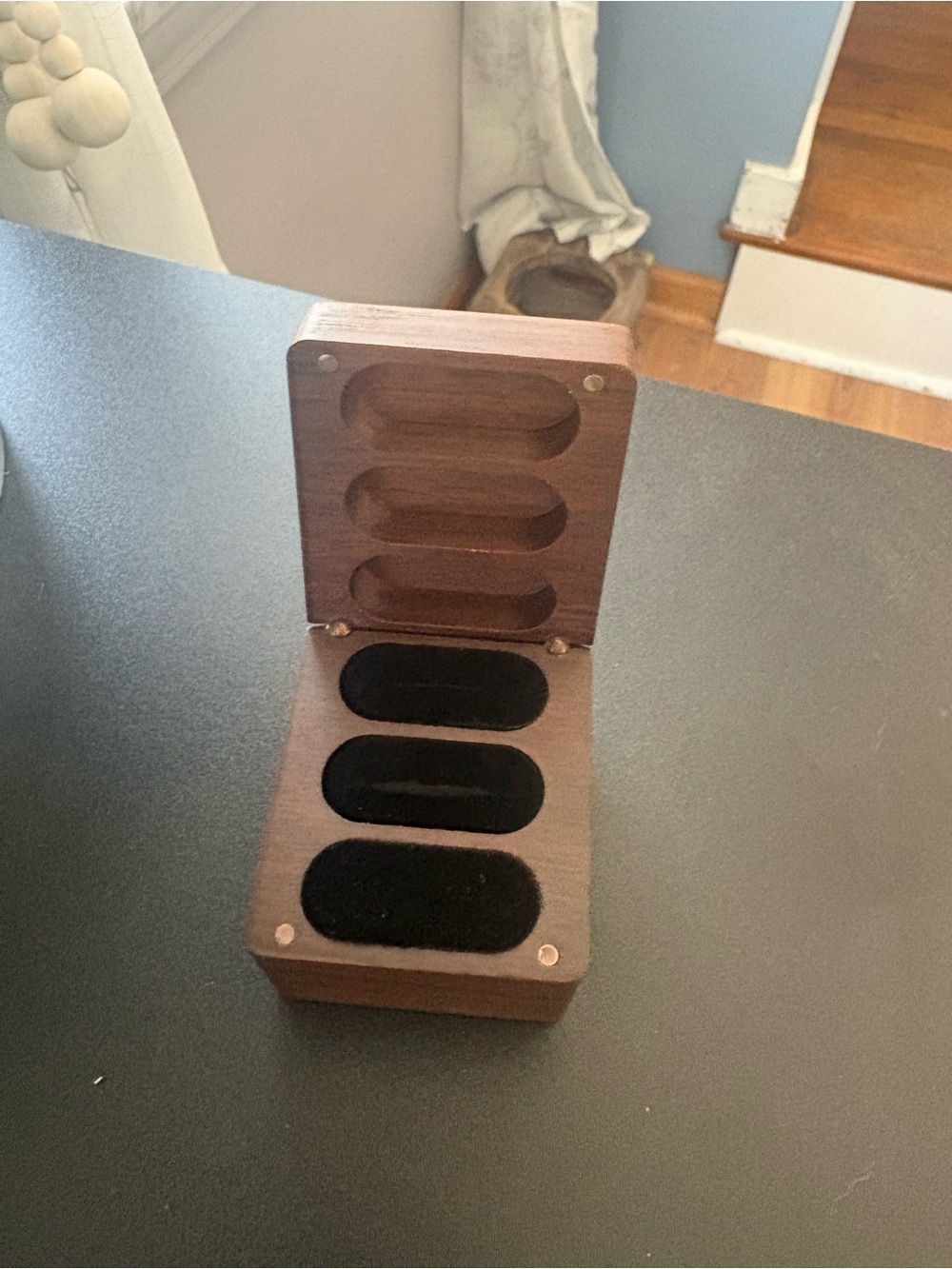 Wooden Men’s Accessory Box - Dark Brown Velvet-Lined Organizer